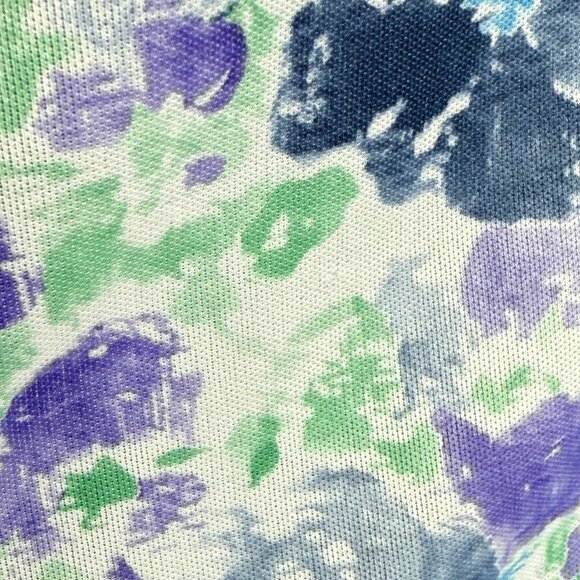 Vintage Blue Purple Green Floral Secretary Necktie Blouse Size L - Picture 8 of 13